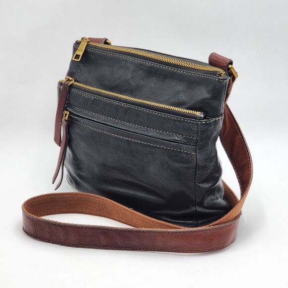 Fossil Vintage Corey Black Leather Crossbody Bag - Picture 2 of 9